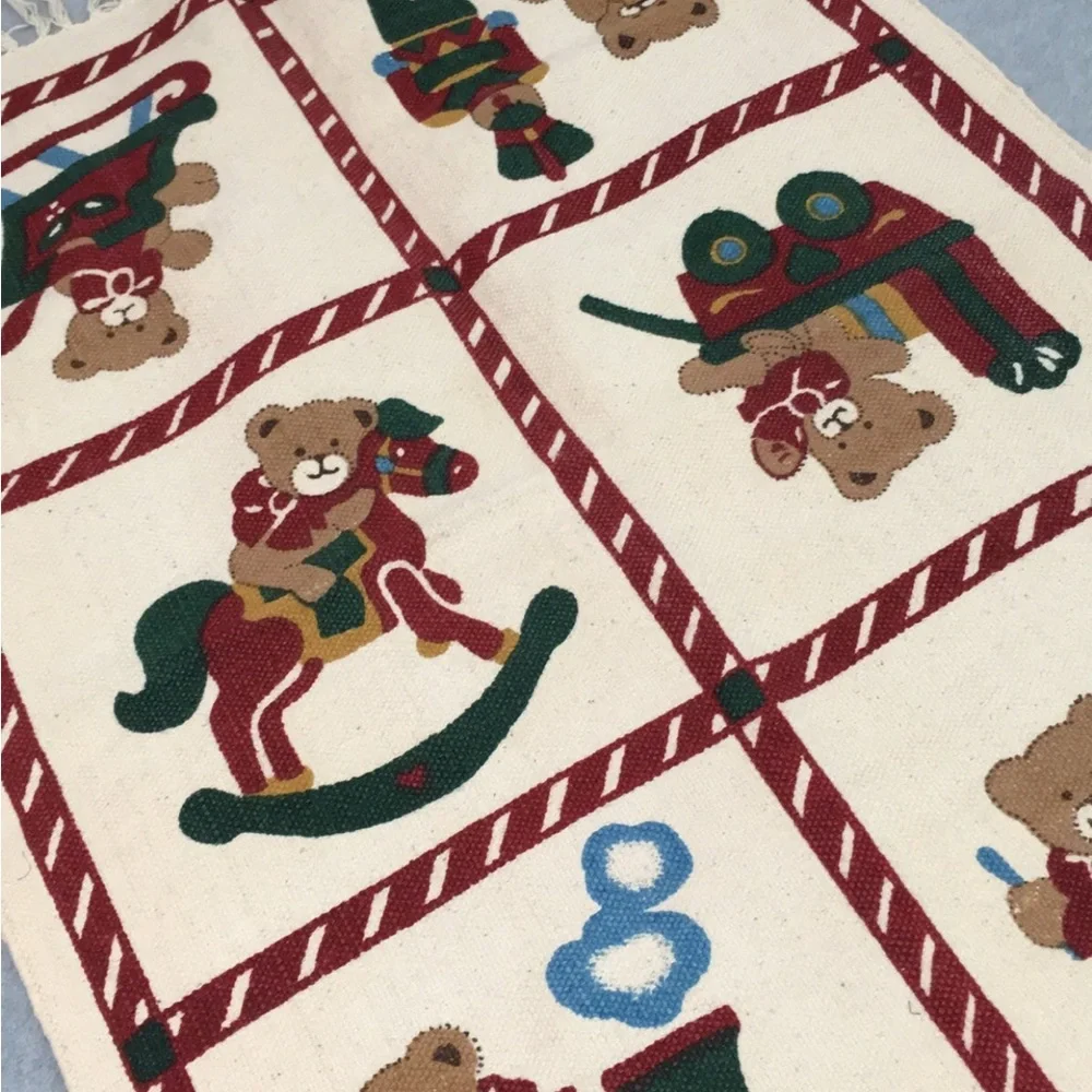Christmas Fringe Rug Accent Decoration Holiday Bear